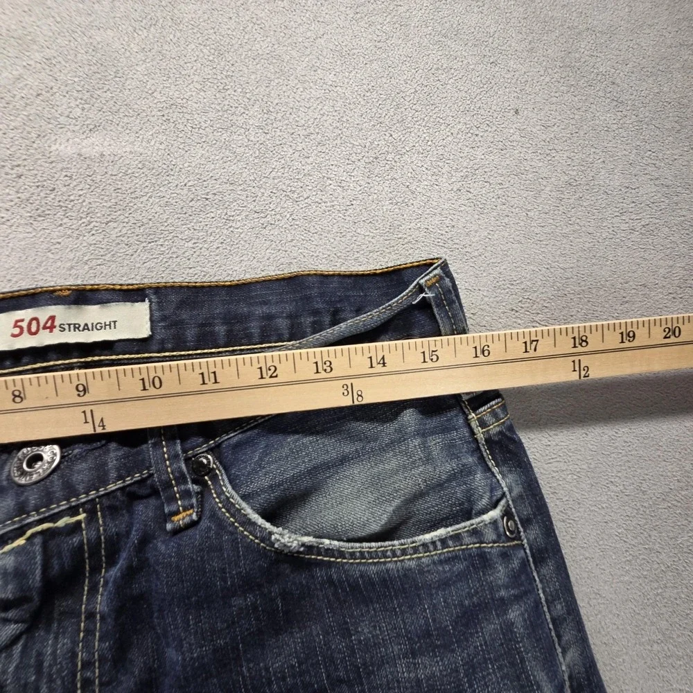 Vintage Levis 504 Jeans Mens Blue Straight Engineered Altered Hem Fits 31x30